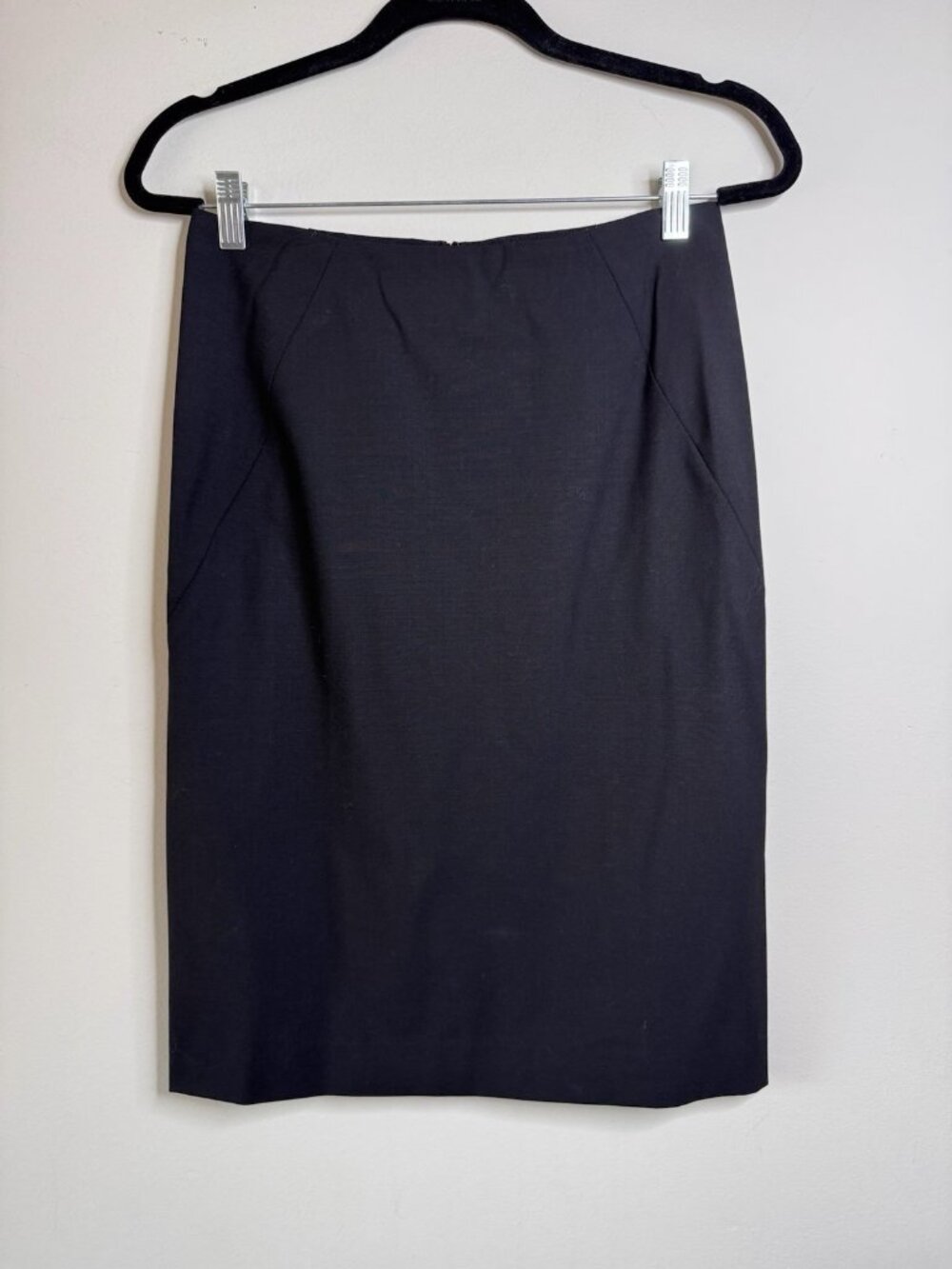 NWT Theory Black Golda Midi Pencil Skirt Wool Stretch Women Size 2